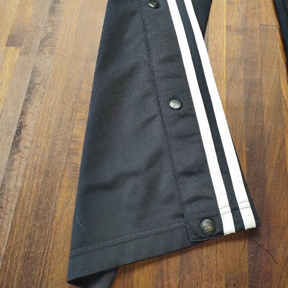 Adidas Black With White Stripe Joggers Workout Pants Side Leg Button Men's Large - Picture 9 of 12